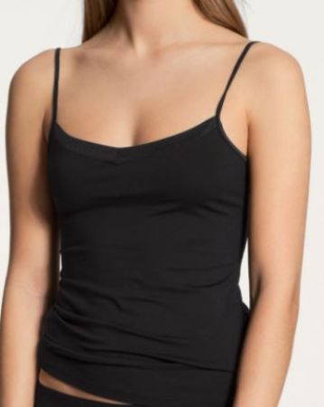 211-441 | Comtessa Damen Spaghettitop schwarz Elastic Mircomodal