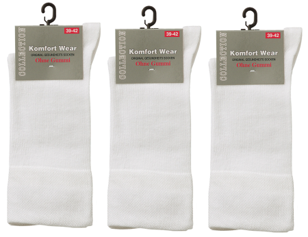 2162 | Komfort  Gesundheits Diabetiker Socken ohne Gummidruck weiss