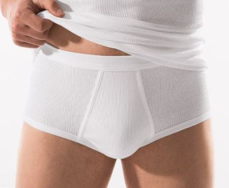 250-420 | Esge Doppelripp Herren Slip weiss mit Eingriff