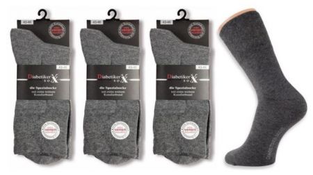 26 804-21 | Damen und Herren Diabetiker Socken grau mit extra weichem Komfortbund 3 Paar