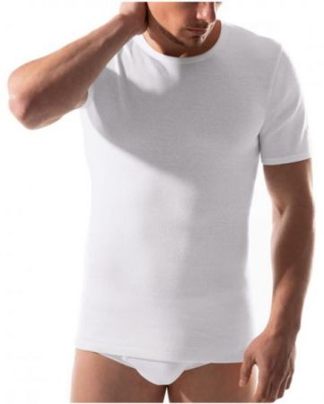 460-730 | Esge angerautes Feinripp Herren Unterhemd mit 1/4 Arm weiss