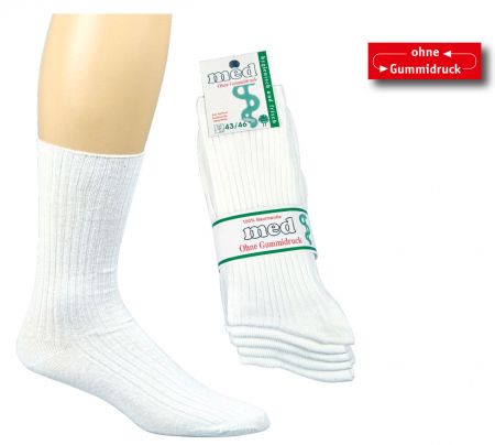6135 | Socken weiss ohne Gummidruck 100 % Baumwolle