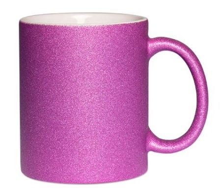 Glitzertasse purple mit Glitzerpartikeln