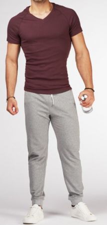 JZ0011 | james & zoe Damen und Herren T-Shirt V-Neck 1/4 Arm – Burgund