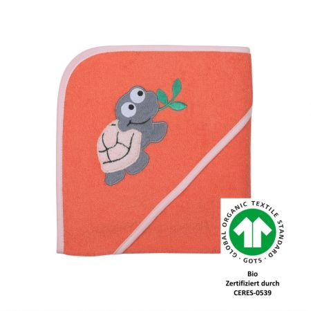 038591 | Baby Kapuzen-Badetuch Schildkröte lachs 80 x 80 cm