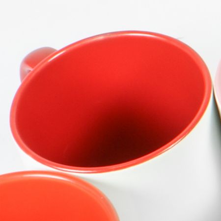 Keramiktasse innen rot mit Fotodruck