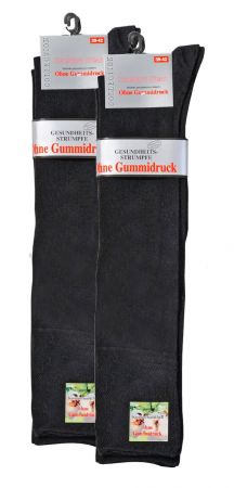 6462 | Gesundheits Kniestrümpfe schwarz ohne Gummidruck