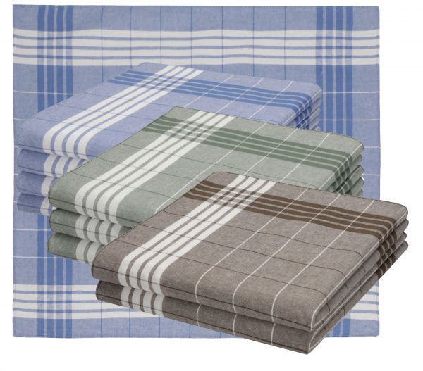 10er Pack Arabias Herren Stoff Taschentücher Set Farben grün, blau, braun kariert Größe 40x40 cm 100% Baumwolle