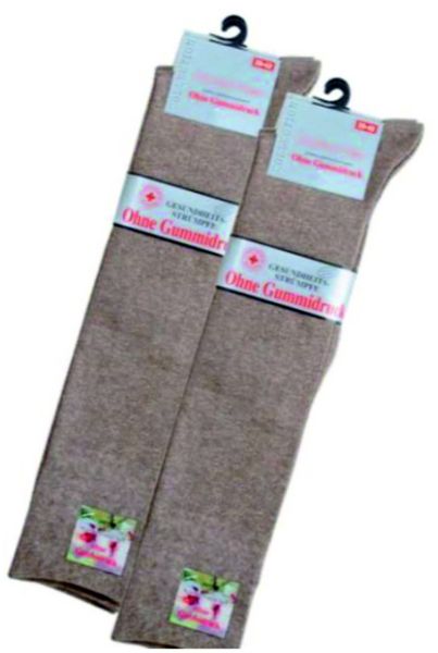 6462 | Gesundheits Kniestrümpfe braun-melange ohne Gummidruck