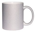 Glitzertasse silber mit Glitzerpartikeln